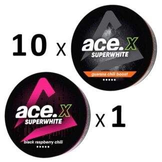 ACE X Mix pack 10 ACE X Gurarana Chili Boost och 1 ACE X Black Raspberry Chili