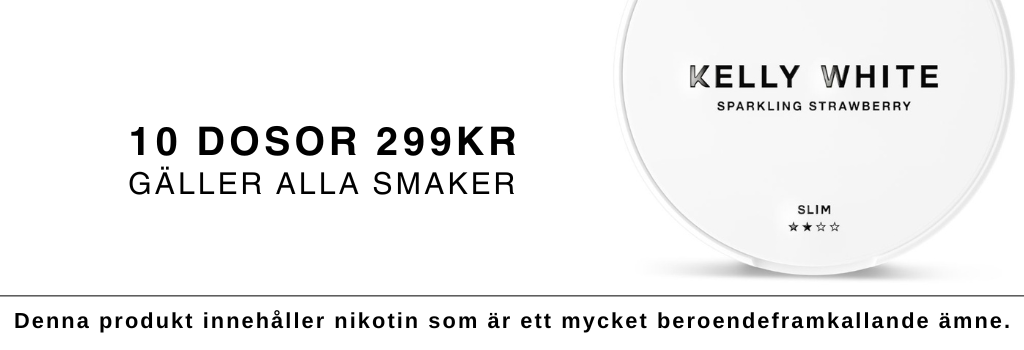 Kelly White Snus 299 kr alla sorter Top Banner