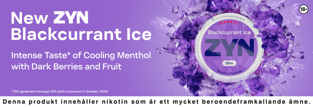 ZYN Blackcurrant Ice Slim Super Strong Top Banner