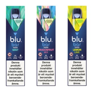 Blu Bar 1000 Frukt och Mint Mix 3 pack 20mg