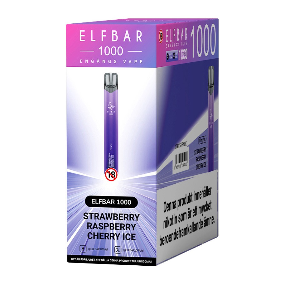 Elfbar 1000 Strawberry Raspberry Cherry Ice 20mg 4