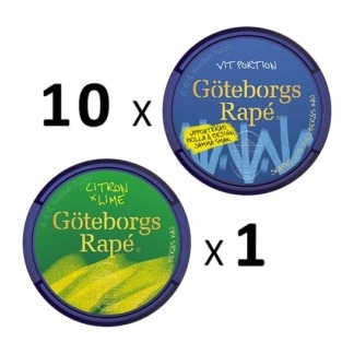 Göteborgs Rapé Mix 11 pack 10 White och 1 Citron Lime