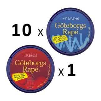 Göteborgs Rapé Mix 11 pack 10 White och 1 Lingon