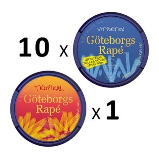 Göteborgs Rapé Mix 11 pack 10 White och 1 Tropikal